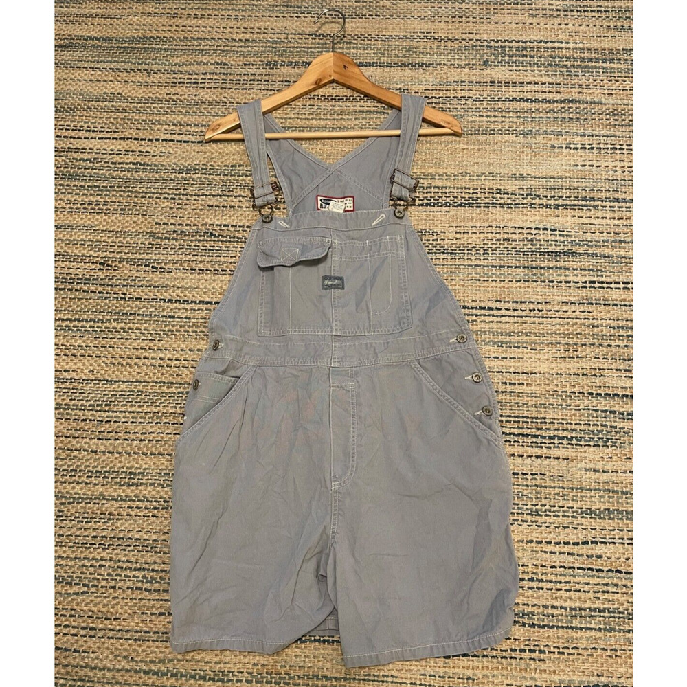Vintage Old Navy Bib Overall Shortalls Womens L? Gray Denim Y2K 2000 Grunge